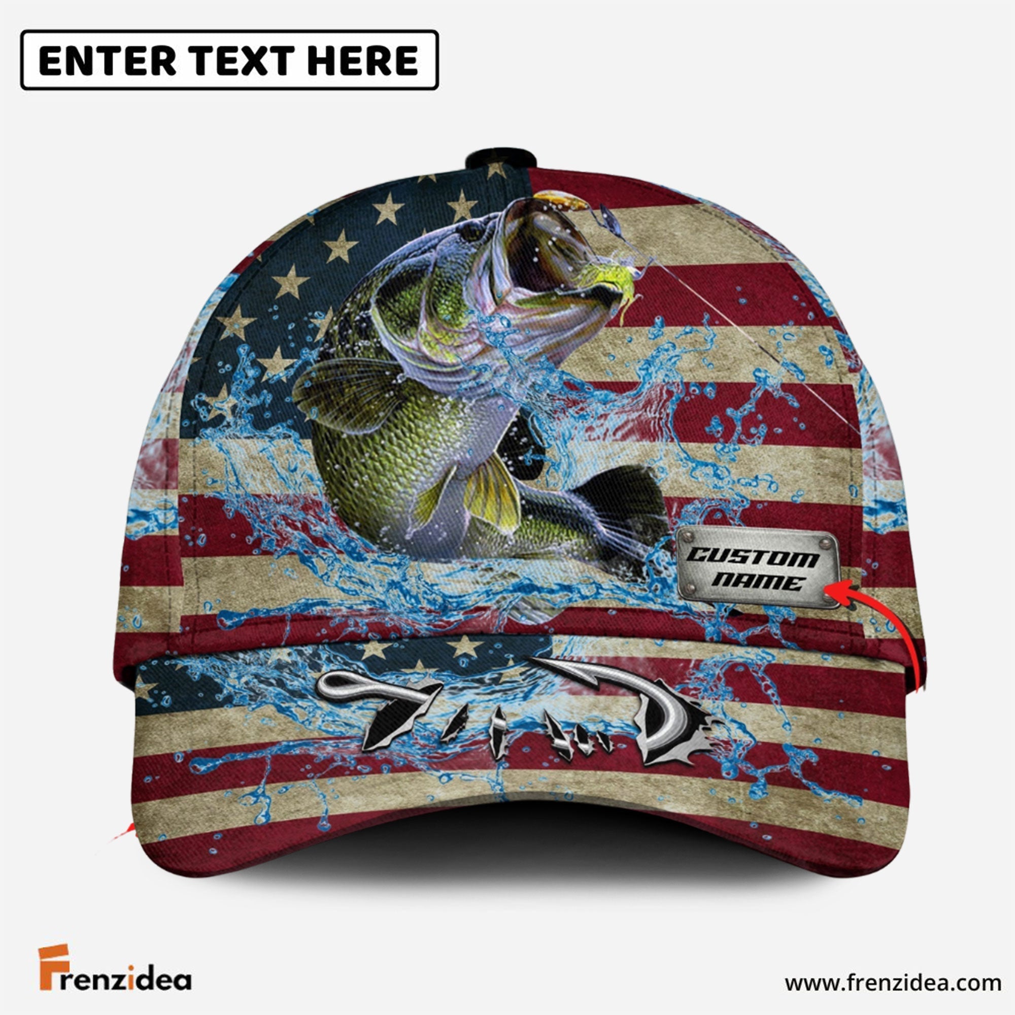 Frenzidea Personalized American Bass FIshing Classic Cap