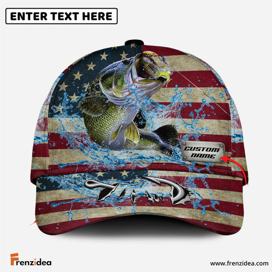Frenzidea Personalized American Bass FIshing Classic Cap