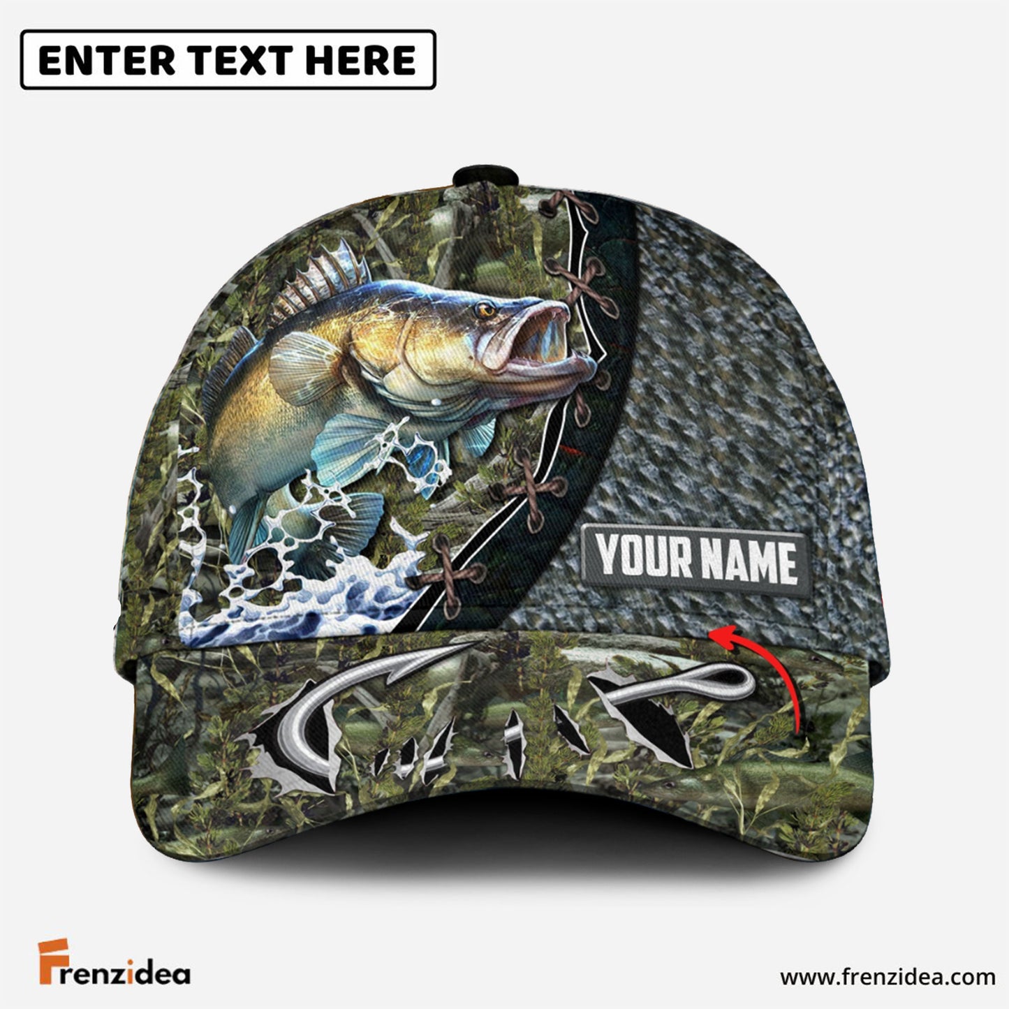Frenzidea Personalized Fishing Water Detail Cap