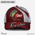 Frenzidea Custom Name Bass Fishing Red Hat Hook Print Cap