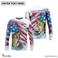 Frenzidea Crappie Fishing Watercolor USA Flag Custom Name & Team Name Shirts
