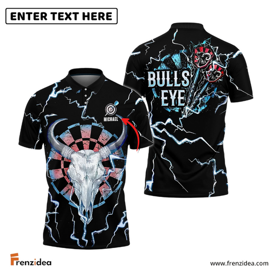 Frenzidea Darts Bullseye Thunder Skull Custom Darts Shirts