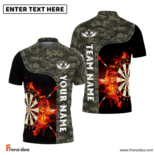 Frenzidea Camouflage Dart Board Fire Flame Custom Darts Shirts