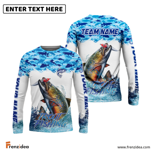 Frenzidea Trout Fishing Blue Water Camo Custom Name & Team Name 3D Shirts