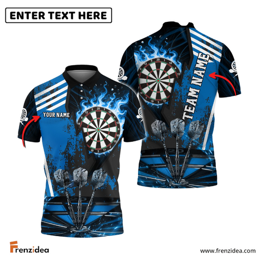 Frenzidea Darts Dartboard Flame Hitting Target Personalized Name, Team Name 3D Shirt (4 Colors)