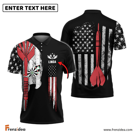 Frenzidea Darts American Flag Skull Custom Darts Shirts