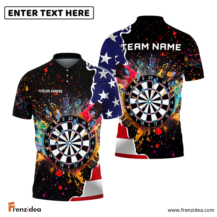 Frenzidea Dartboard Colorful Paint Smash Personalized Name, Team Name 3D Shirt