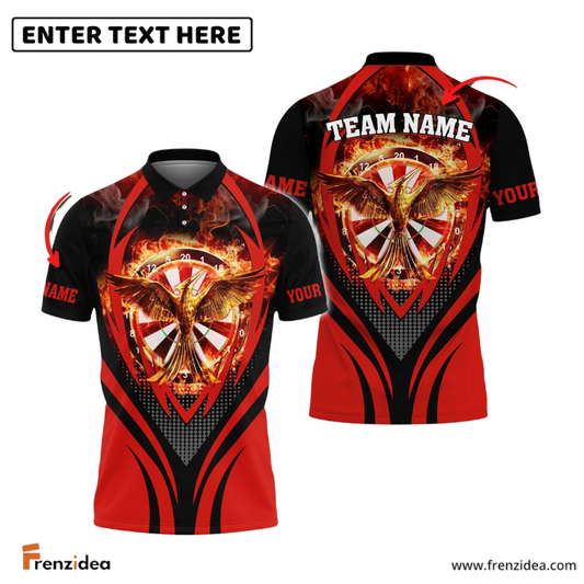 Frenzidea Darts Flaming Phoenix Personalized Name, Team Name 3D Shirt (4 Colors)