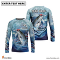 Frenzidea Salmon Fishing American Flag Seawave Custom Name & Team Name 3D Shirts