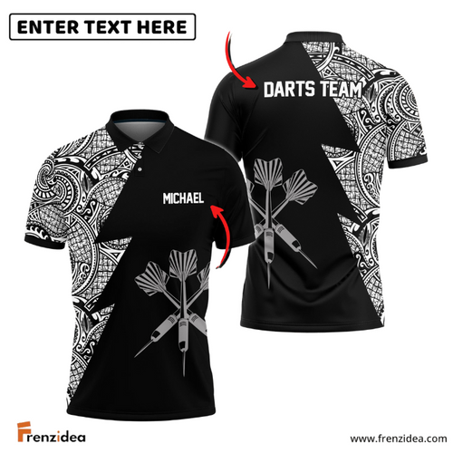 Frenzidea Dart Arrows Tribal Black White Custom Darts Shirts