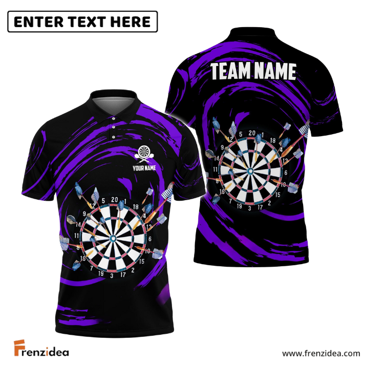 Frenzidea Color Swirl Dartboard Personalized Name, Team Name 3D Shirt (4 Colors)