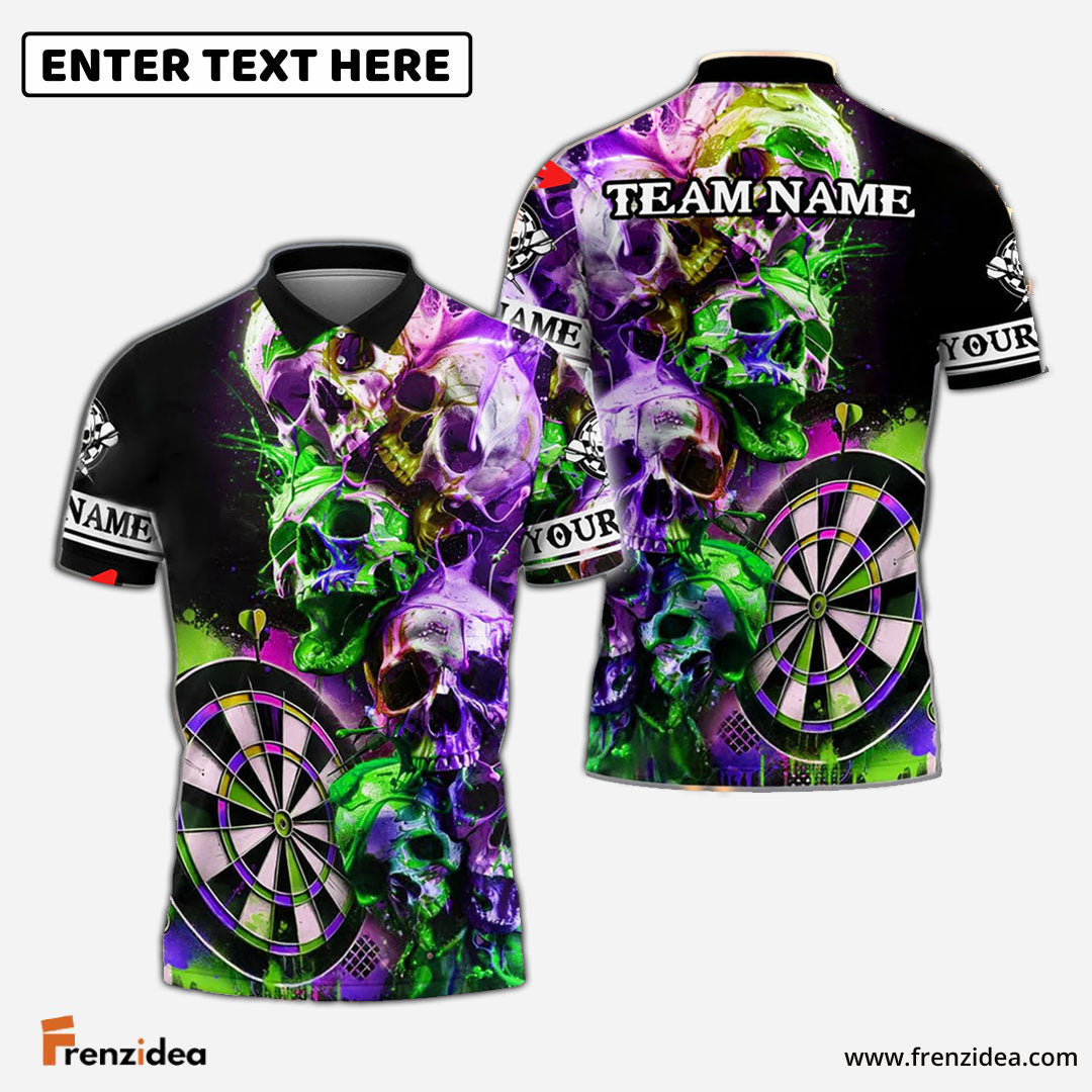 Frenzidea Darts Skull Graffiti Colorful Paint Personalized Name, Team Name 3D Shirt (4 Colors)