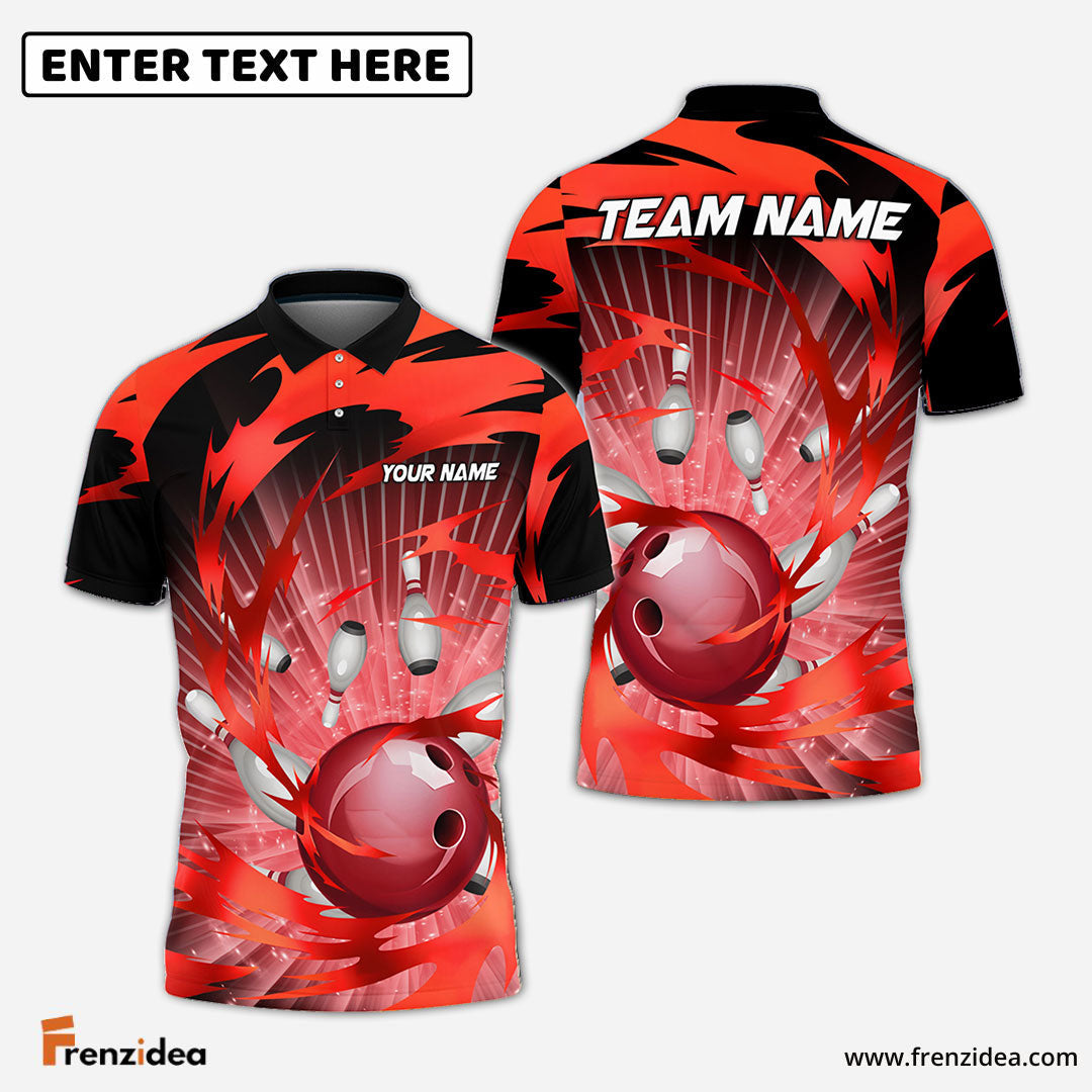 Frenzidea Bowling And Pins Tornado Throw Customized Name 3D Shirt ( 5 Colors)