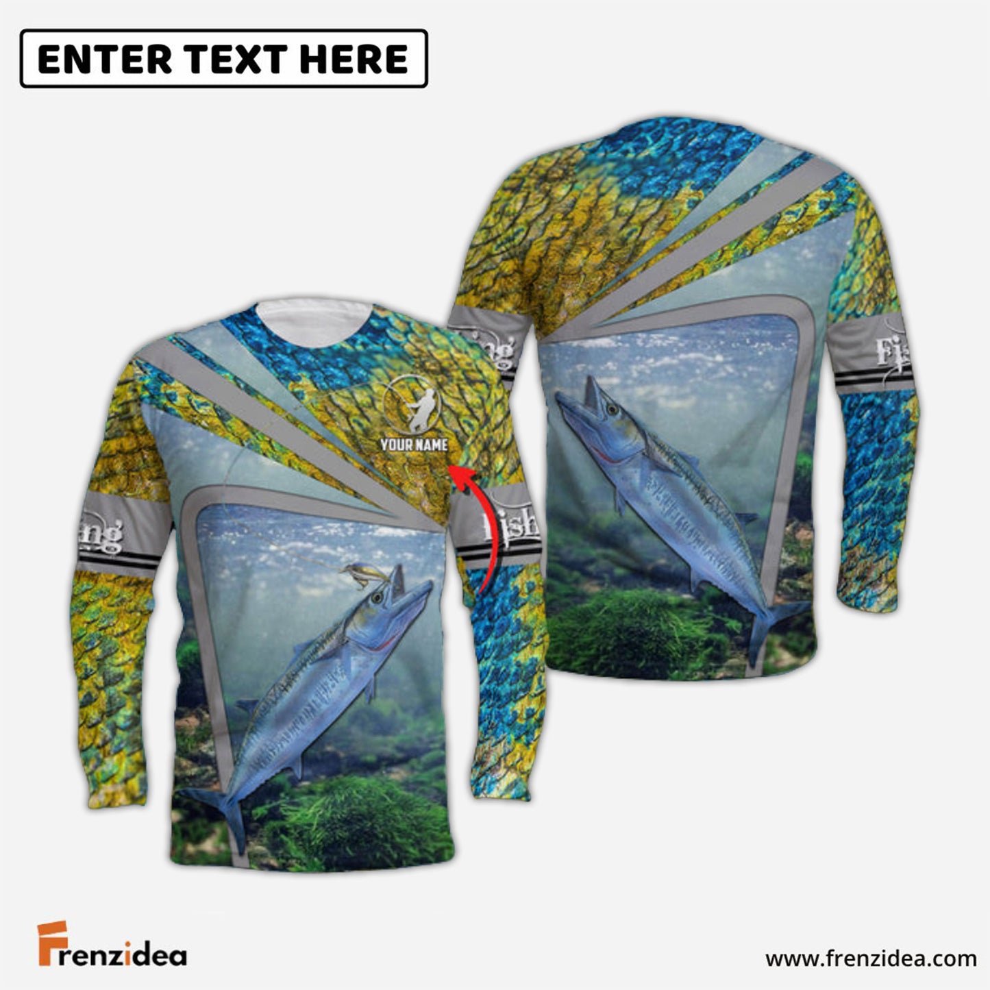 Frenzidea Kingfish Fishing Cool Customize Name 3D Shirts