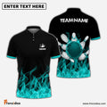 Frenzideas Bowling And Pins Ink Fire Pattern Customized Name 3D Shirt (4 Colors)