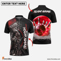 Frenzidea Bowling And Pins Red Moon Samurai Customized Name 3D Shirt (4 Colors)