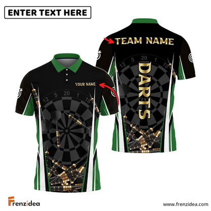Frenzidea Darts Black Gold  Personalized Name, Team Name 3D Shirt (4 Colors)