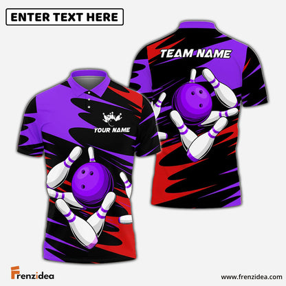 Frenzidea Bowling And Pins Twin Side Multicolor Options Personalized Name, Team Name 3D Shirt (4 Colors)