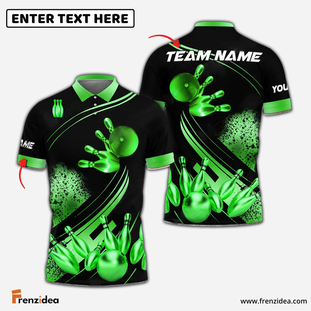 Frenzidea Bowling And Pins Ultimate Golden Customized Name 3D Shirt (4 Colors)