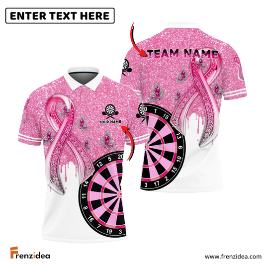 Frenzidea Darts Breast Cancer Personalized Name, Team Name 3D Shirt