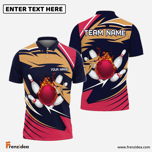 Frenzidea The Colorful Wave and Bowling Personalized Name, Team Name 3D Shirt (2 Colors)