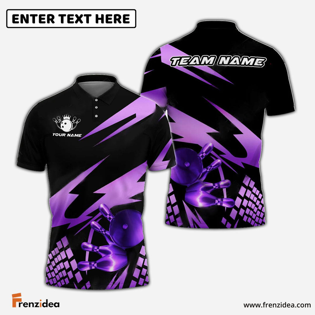 Frenzidea Bowling And Pins Gold Experience Customized Name 3D Shirt ( 5 Colors)