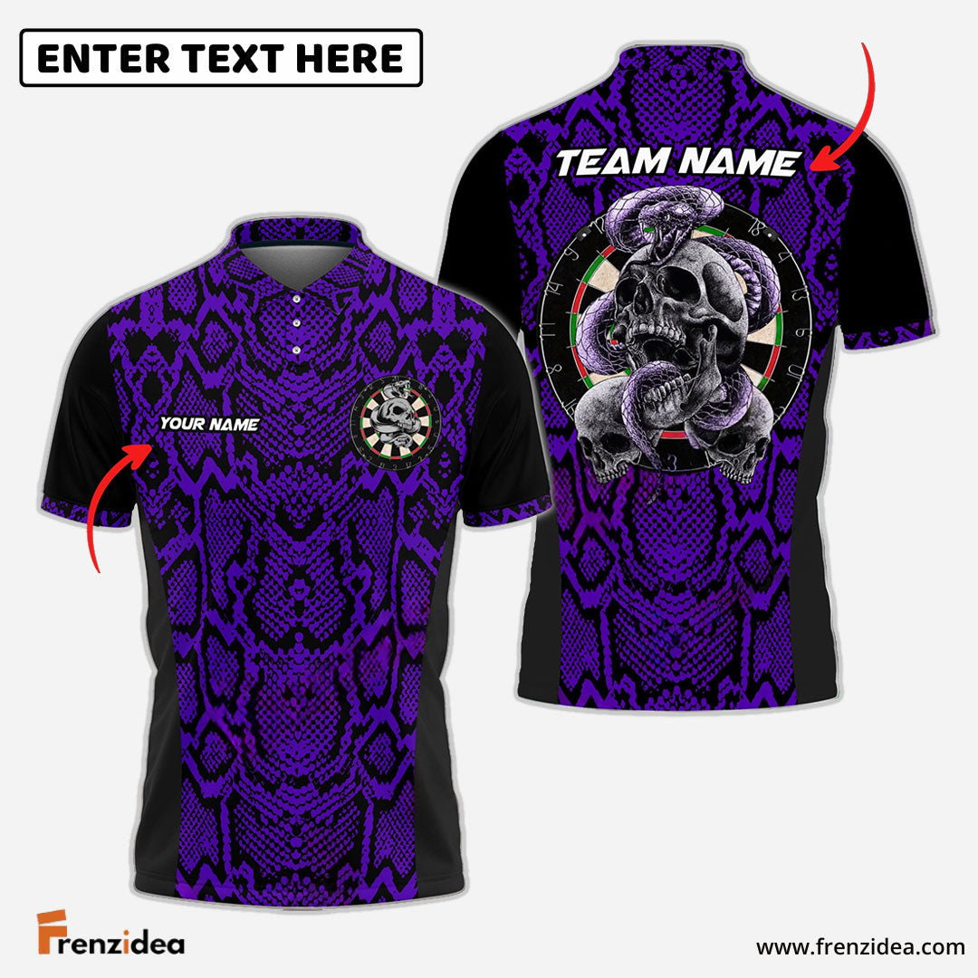 frenzidea Darts Skull Snake Skin Pattern Personalized Name, Team Name 3D Shirt (6 Colors)