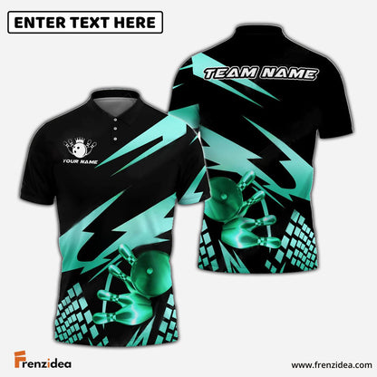 Frenzidea Bowling And Pins Gold Experience Customized Name 3D Shirt ( 5 Colors)