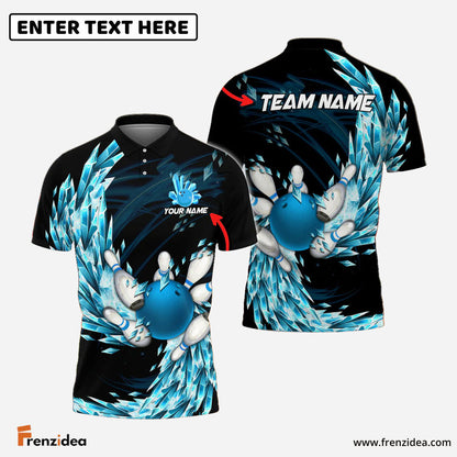 Frenzidea Bowling And Pins Ice Breath Pattern Customized Name 3D Shirt (4 Colors)