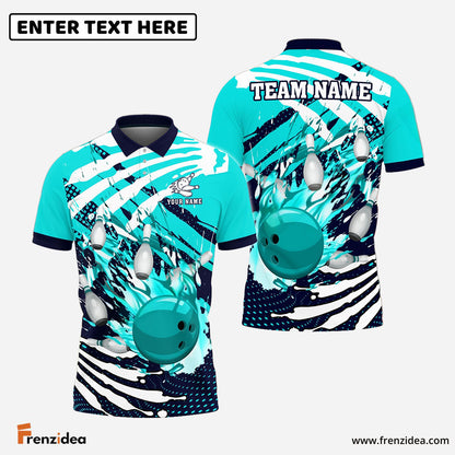 Frenzidea Bowling And Pins Skull Hand Pattern Customized Name 3D Shirt (4 Colors)