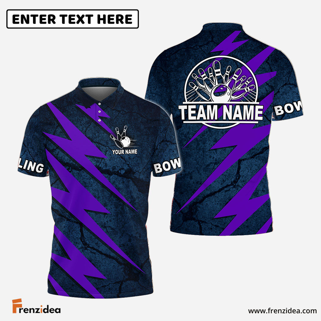 Frenzidea Bowling And Pins Lightning Volt Customized Name 3D Shirt ( 6 Colors)