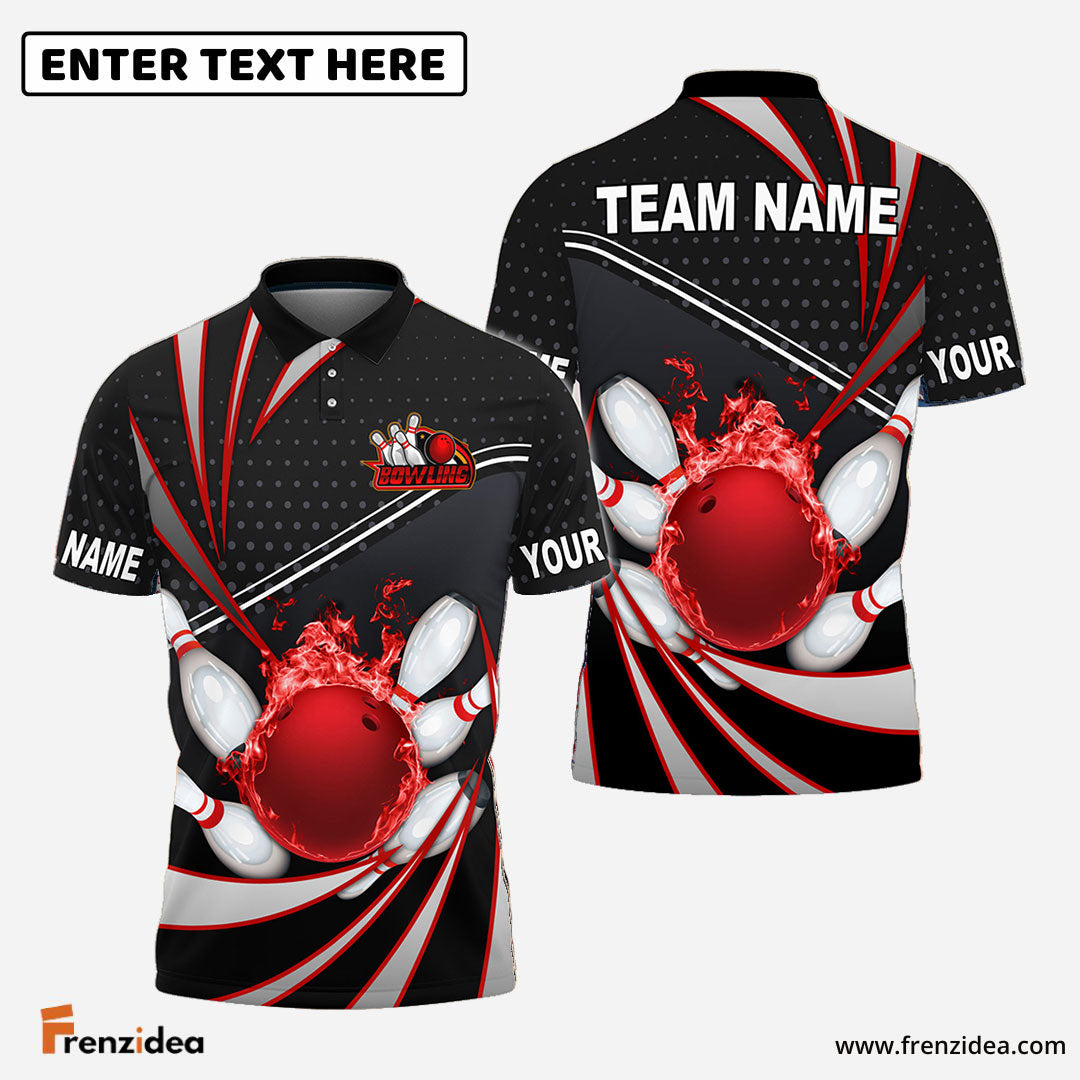 Frenzidea Bowling And Pins Point Tornado Pattern Multicolor Customized Name 3D Shirt ( 4 Colors )