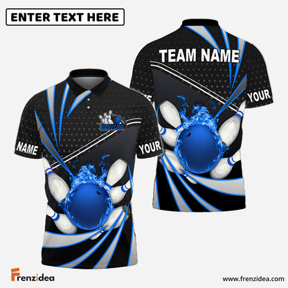 Frenzidea Bowling And Pins Point Tornado Pattern Multicolor Customized Name 3D Shirt ( 4 Colors )