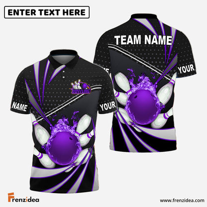 Frenzidea Bowling And Pins Point Tornado Pattern Multicolor Customized Name 3D Shirt ( 4 Colors )