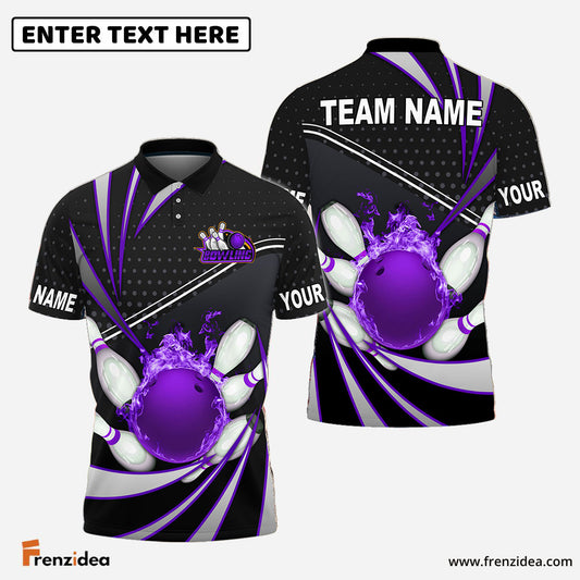 Frenzidea Bowling And Pins Point Tornado Pattern Multicolor Customized Name 3D Shirt ( 4 Colors )