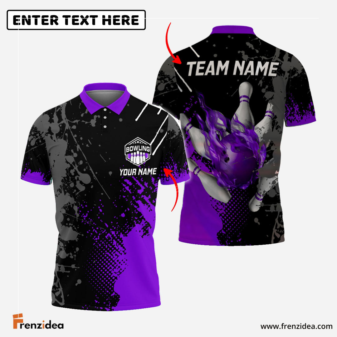 Frenzidea Bowling And Pins Paint Style 2 Multicolor Customized Name 3D Shirt ( 4 Colors )