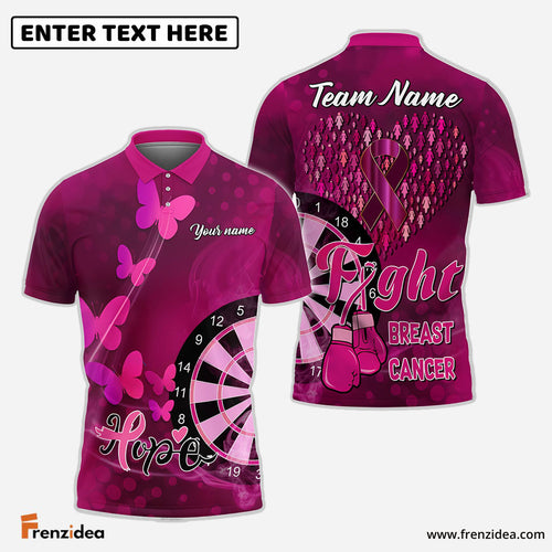 Frenzidea Darts Breast Cancer Hope Personalized Name, Team Name 3D Shirt