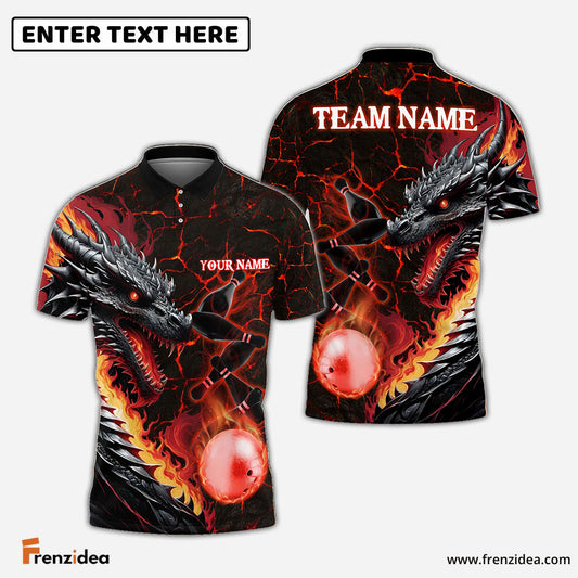 Frenzidea The Dragon and Bowling Personalized Name, Team Name 3D Shirt (4 Colors)