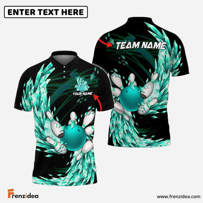 Frenzidea Bowling And Pins Ice Breath Pattern Customized Name 3D Shirt (4 Colors)