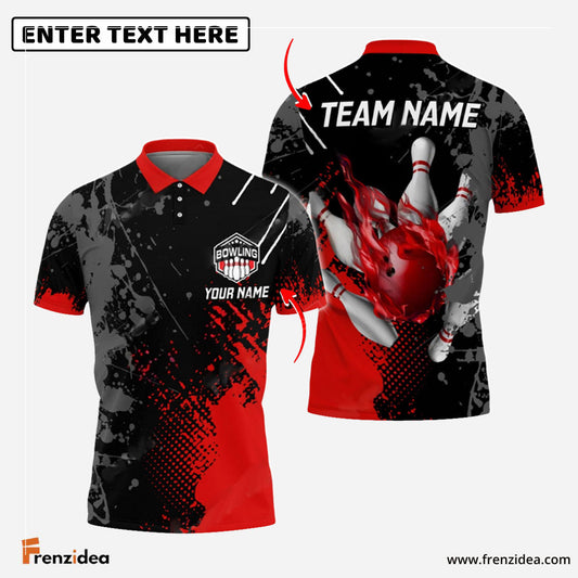Frenzidea Bowling And Pins Paint Style 2 Multicolor Customized Name 3D Shirt ( 4 Colors )