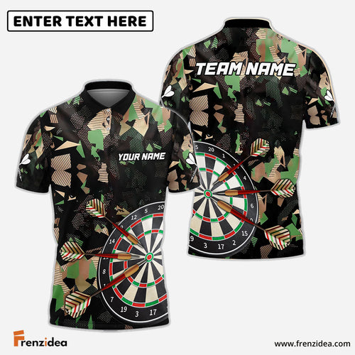 Frenzidea Darts Fire Jungle Camo Personalized Name, Team Name 3D Shirt