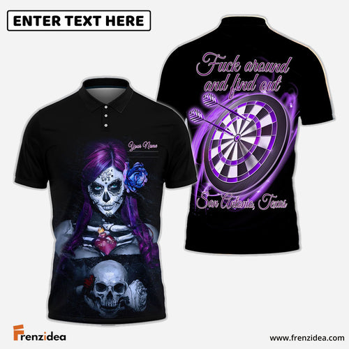 Frenzidea Darts Purple Girl & Skull Personalized Shirt