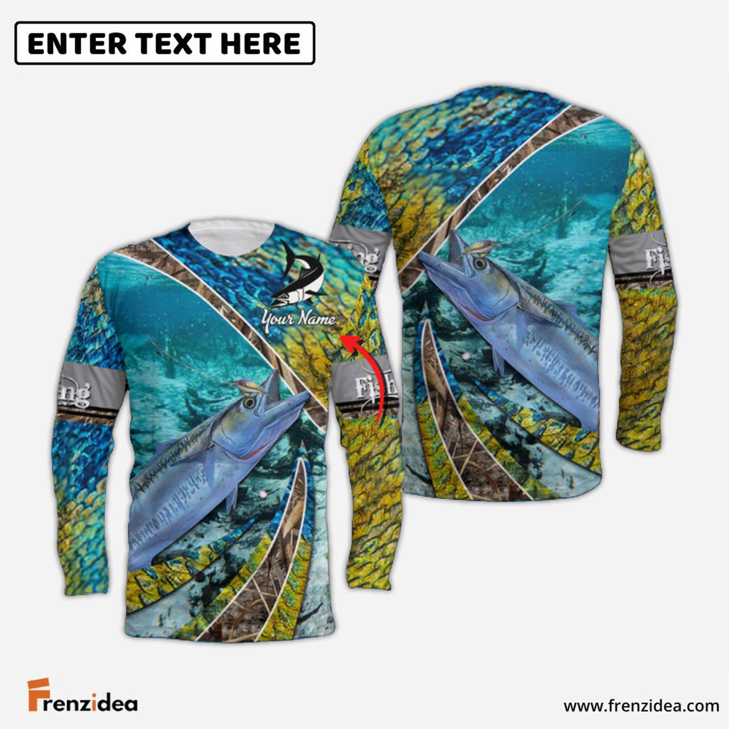 Frenzidea Kingfish Skin And Camo Fishing Cool Customize Name 3D Shirts