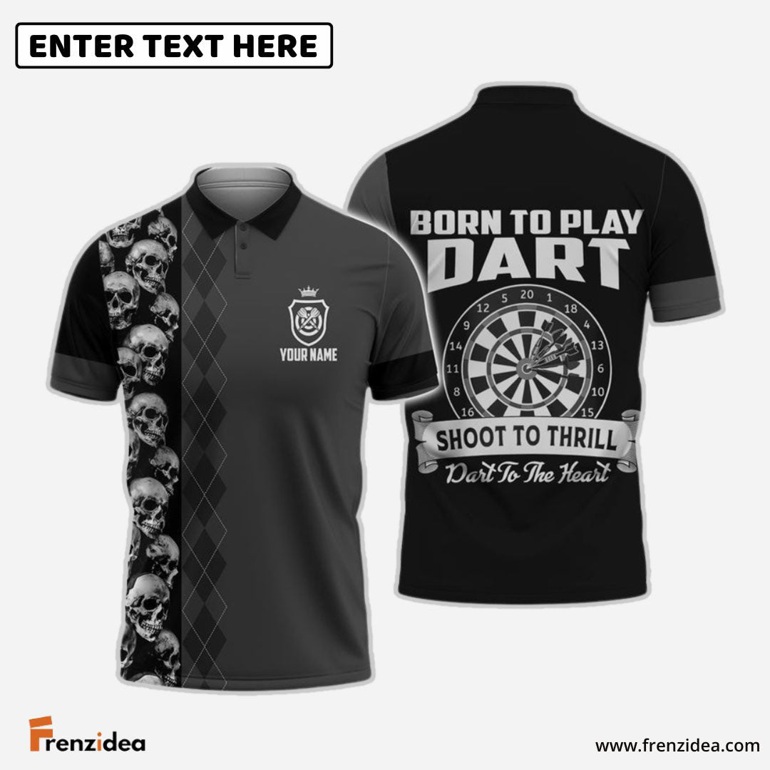 Frenzidea Born to Play Dart Shoot to Thrill Personalized Name 3D Shirt