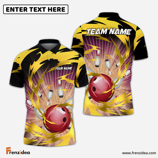 Frenzidea Bowling And Pins Tornado Throw Customized Name 3D Shirt ( 5 Colors)