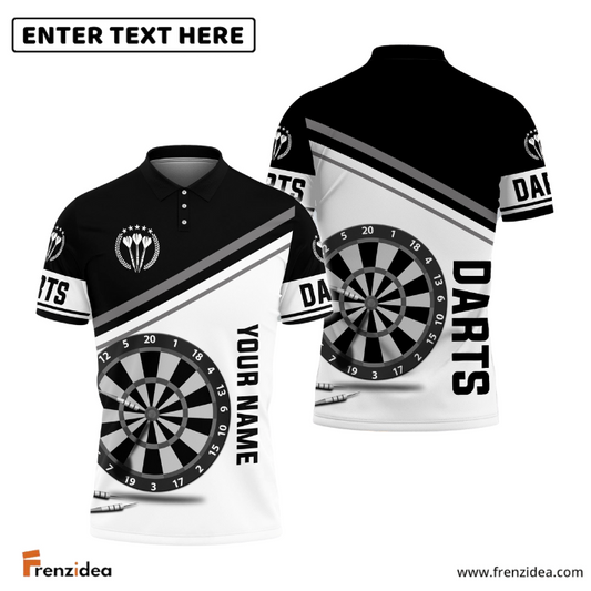 Frenzidea Darts Black White Stars Emblem Custom Polo Shirts