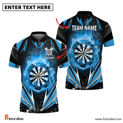 Frenzidea Darts Dartboard Flaming Personalized Name, Team Name 3D Shirt (4 Colors)