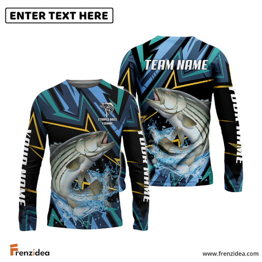 Frenzidea Striped Bass Fishing Lightning Pattern Sport Custom Name & Team Name 3D Shirts