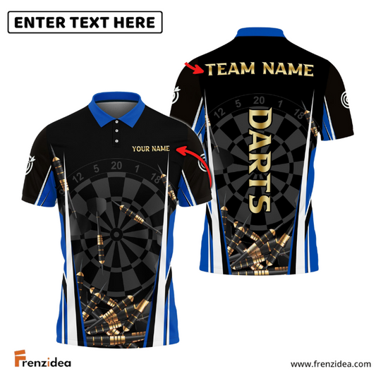 Frenzidea Darts Black Gold  Personalized Name, Team Name 3D Shirt (4 Colors)