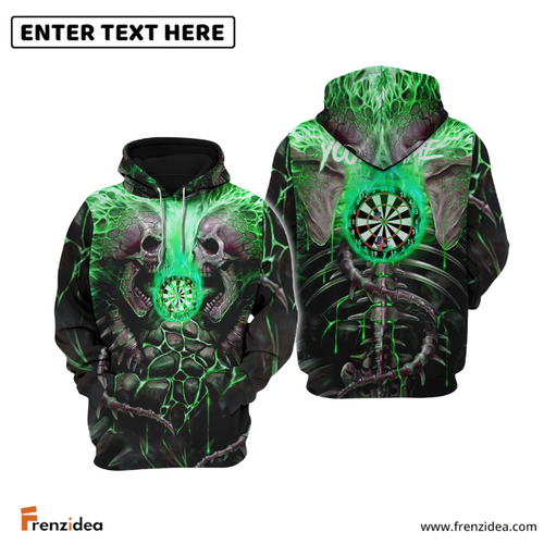 frenzidea Dart Skull Green Personalized Name 3D Hoodie